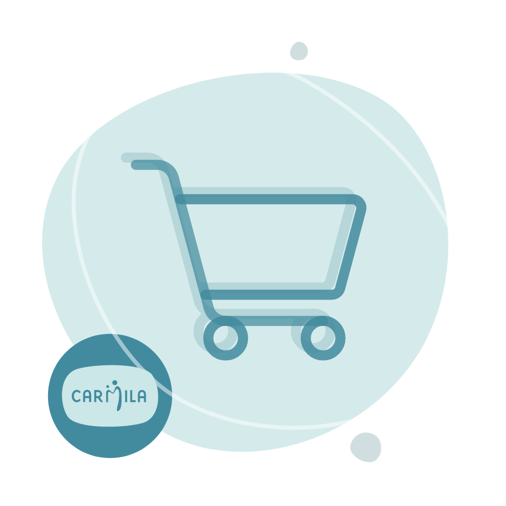 Shopping cart with a Carmila logo