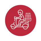 Delivery person on a scooter icon