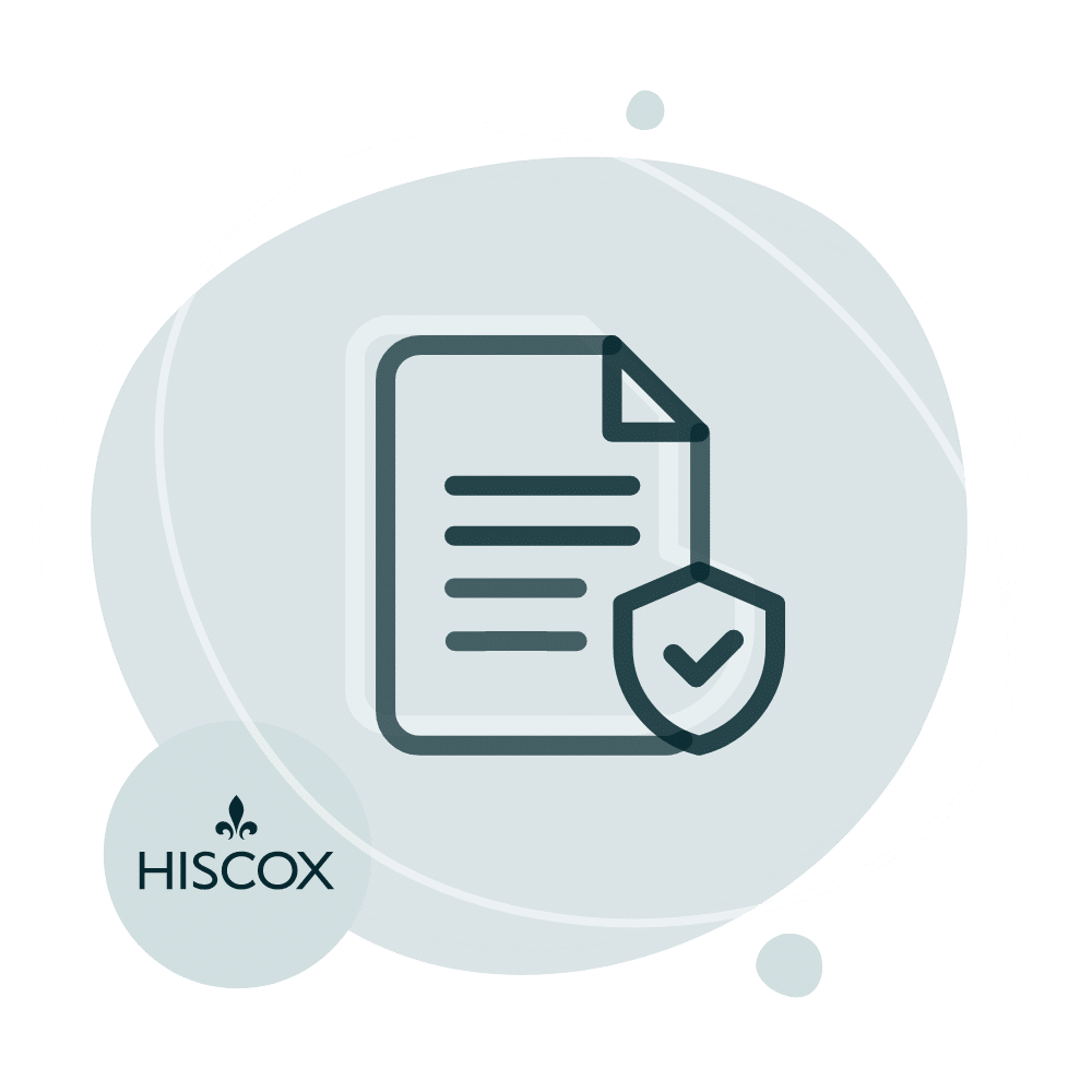 Document with a checkmark and Hiscox logo